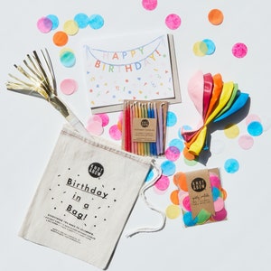 Birthday in a Bag | Confetti, Card, Balloons, Candles, and Party Horn