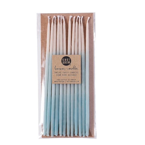 Birthday Candles | Hand-dipped Beeswax Tall Aqua Ombré