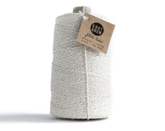 Silver + Natural Jumbo Glitter Twine | 750 Yards