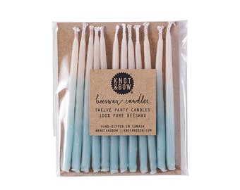 Birthday Candles | Hand-dipped Beeswax Short Aqua Ombré