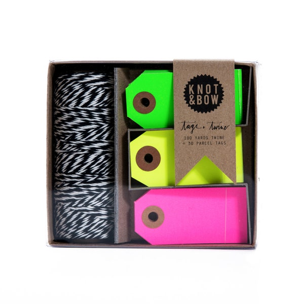 Tag + Twine Box / Black Natural + Neon