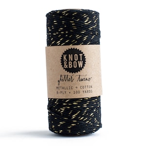 Gold Black Glitter Twine 100 Yards image 1