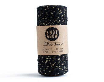 Gold + Black Glitter Twine | 100 Yards