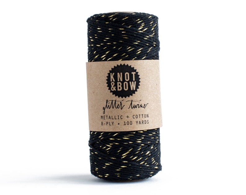 Gold Black Glitter Twine 100 Yards image 1