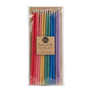 Birthday Candles Hand-dipped Beeswax Tall Natural Rainbow