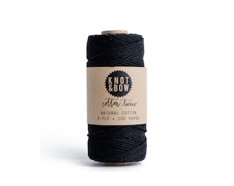 Solid Black Cotton Twine | 100 yards