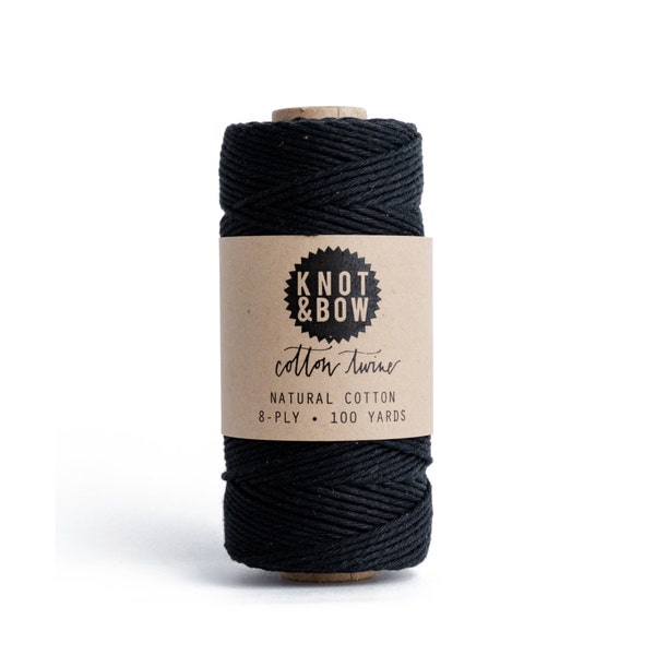 Solid Black Cotton Twine | 100 yards