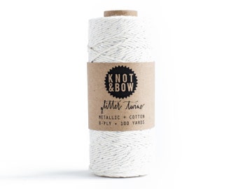 Silver + Natural Glitter Twine | 100 Yards