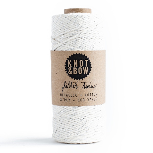 Silver + Natural Glitter Twine | 100 Yards