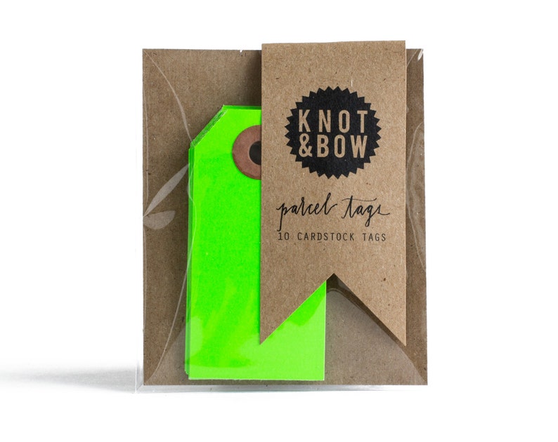 Neon Green Parcel Gift Tags Set of 10 image 1