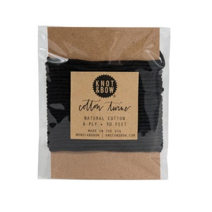 Solide schwarze Baumwolle Twine Karte | 10 Yards