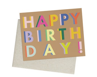 Happy Birthday Multicolor Shadow Greeting Card