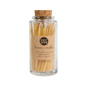 Birthday Candle Jar | Hand-dipped Beeswax Short Natural