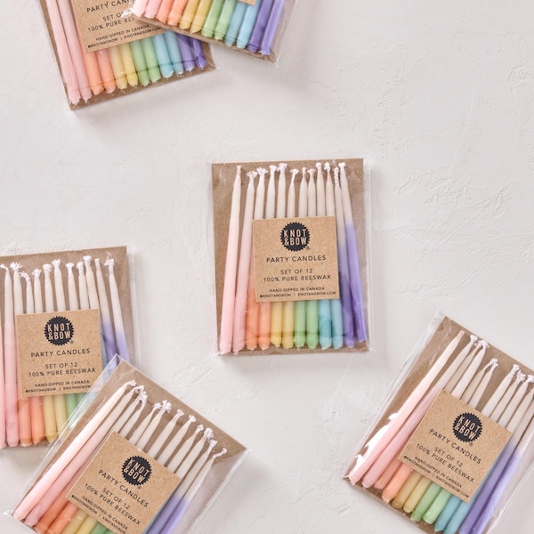 バースデーキャンドル | 手作業で染めた蜜蝋ショートレインボーオンブレ