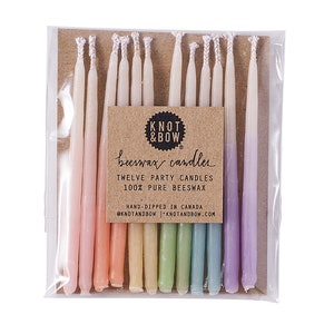Birthday Candles Hand-dipped Beeswax Short Rainbow Ombré image 1