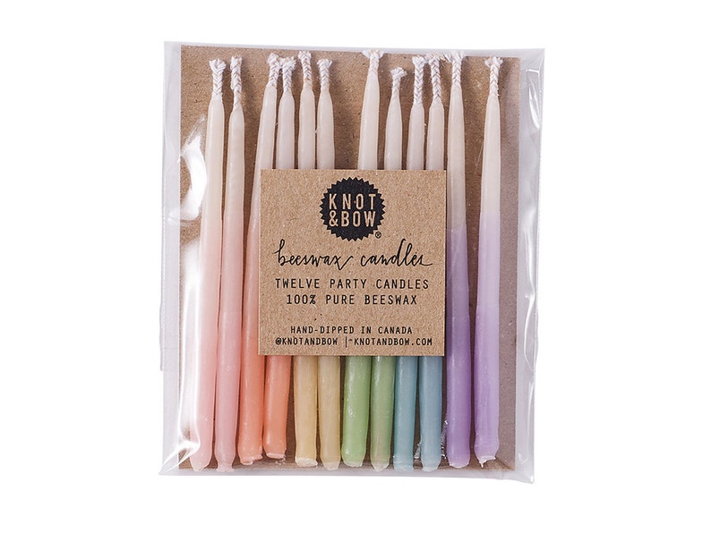 Birthday Candles Hand-dipped Beeswax Short Rainbow Ombré image 1