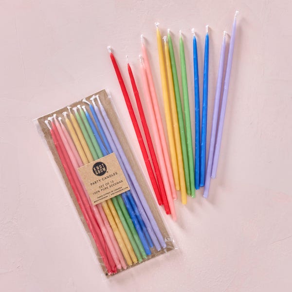 Birthday Candles | Hand-dipped Beeswax Tall Rainbow