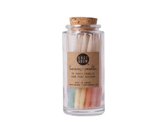 Birthday Candle Jar | Hand-dipped Beeswax Short Rainbow Ombré