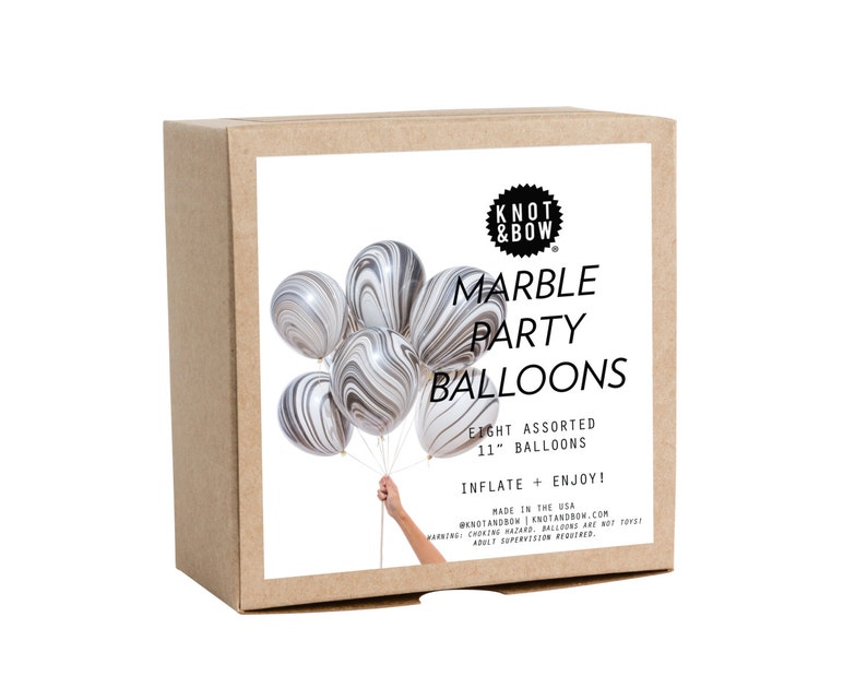 BlackWhite Marble Party Balloons Set of 8