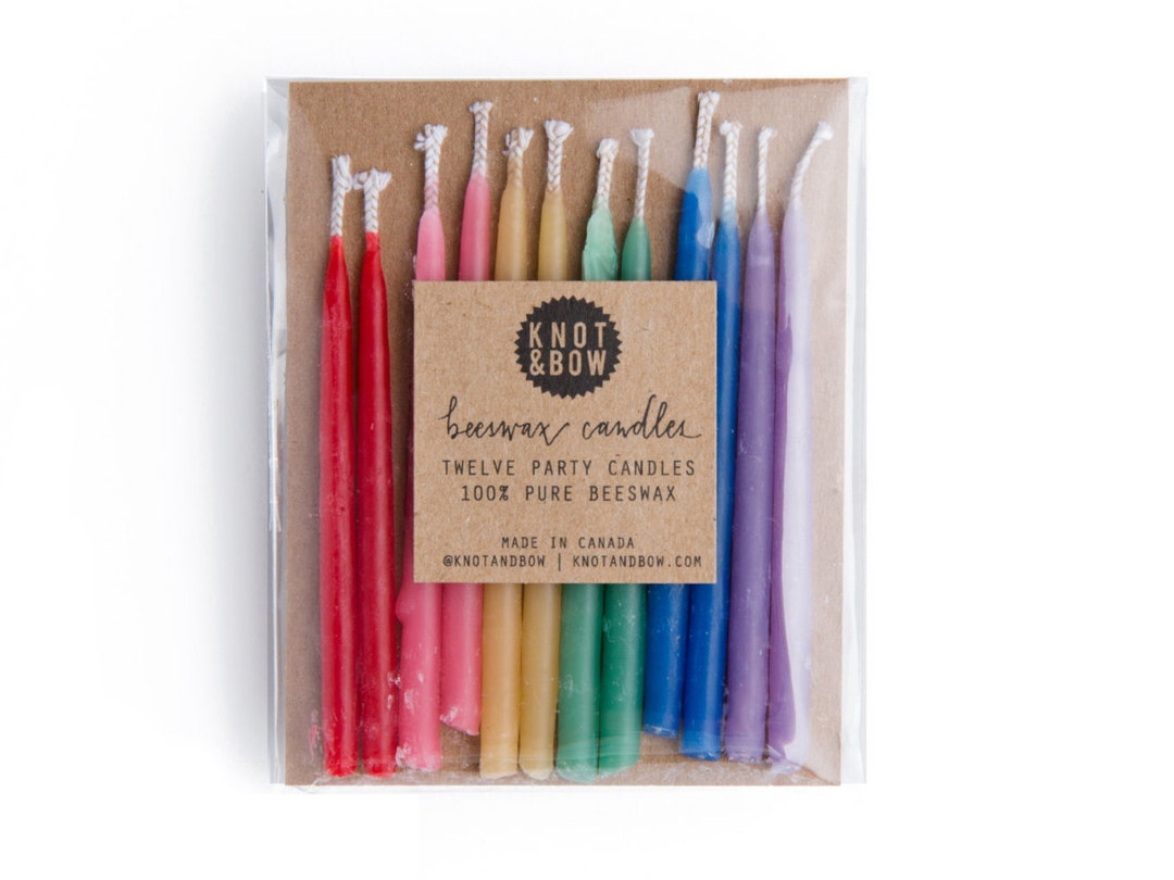 Birthday Candles Handdipped Beeswax Short Rainbow Etsy