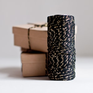 Gold Black Glitter Twine 100 Yards image 3