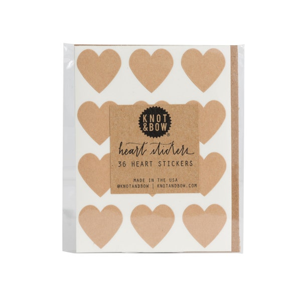 Pegatinas de corazón Kraft