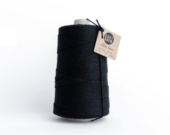 Jumbo Solid Black Cotton Twine / 750 Yards / 100% Cotton