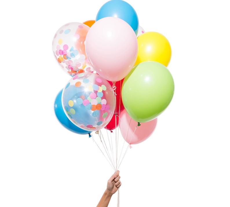 Ballons de fête arc-en-ciel Comprend 3 ballons confettis 12 points image 1