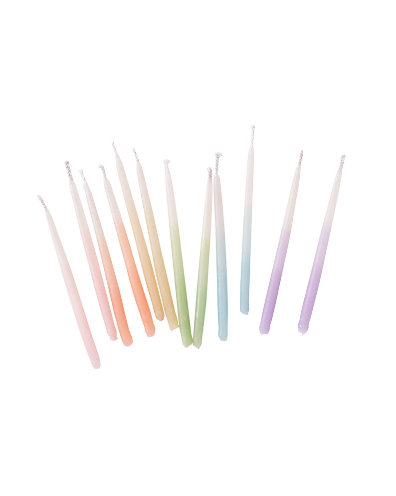 Birthday Candles Hand-dipped Beeswax Short Rainbow Ombré image 2