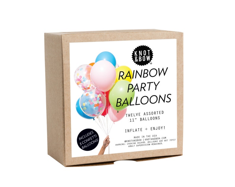 Rainbow Party Balloons Includes 3 Confetti Balloons 12 count image 2