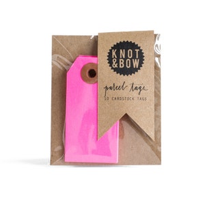 Neón Pink Parcel Etiquetas de Regalo / Conjunto de 10