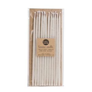 Birthday Candles Hand-dipped Beeswax Tall Natural Ivory