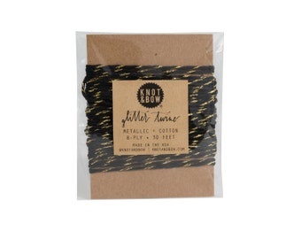 Gold + Black Glitter Twine Card | 10 Yards
