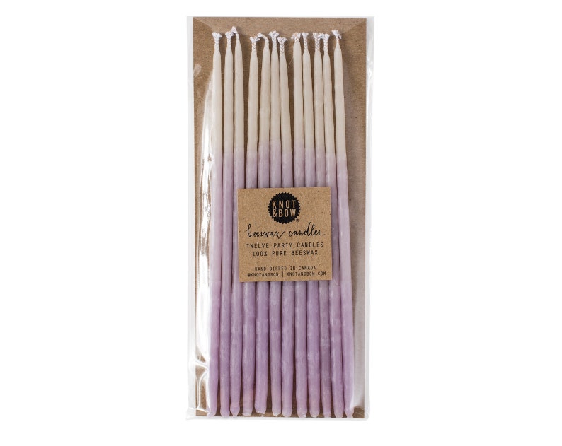 Birthday Candles Hand-dipped Beeswax Tall Violet Ombré image 1