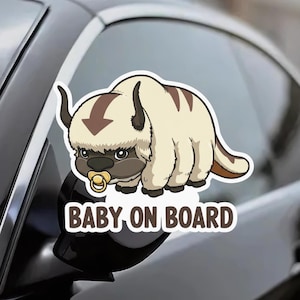 Naklejka APPA Baby On Board - Avatar The Last Airbender, naklejka na samochód, uroczy winyl, prezent dla fana anime, odporny na warunki atmosferyczne, nowi rodzice, okno samochodu