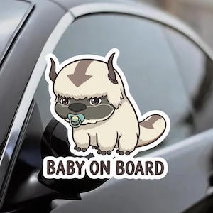 Naklejka APPA Baby On Board - Avatar The Last Airbender, naklejka na samochód, uroczy winyl, prezent dla fana anime, odporny na warunki atmosferyczne, nowi rodzice, okno samochodu