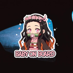 NEZUKO Demon Slayer BABY On BOARD Sticker - Car Decal, Cute Vinyl, Anime Fan Gift, Weatherproof, New Parent, Car Window, Baby Shower