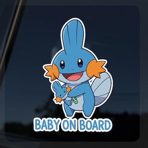 MUDKIP BABY On Board Sticker - Car Decal, Cute Vinyl, Anime Fan Gift, Weatherproof, New Parent, Car Window, Baby Shower, Cute Design, Poke