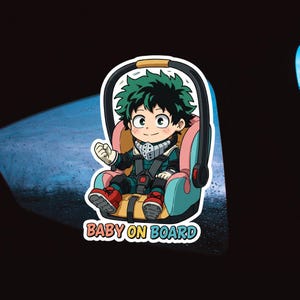 Naklejka DEKU BABY On BOARD - naklejka na samochód, uroczy winyl, prezent dla fana anime, odporny na warunki atmosferyczne, nowi rodzice, okno samochodu, baby shower, uroczy design
