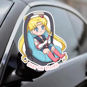 Sailor Moon BABY On BOARD Sticker - Car Decal, Cute Vinyl, Anime Fan Gift, Weatherproof, New Parent, Car Window, Baby Shower, Cute Design