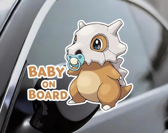 CUBONE BABY On BOARD Sticker - Car Decal, Cute Vinyl, Anime Fan Gift, Weatherproof, New Parent, Car Window, Baby Shower, Cute Design, Poke