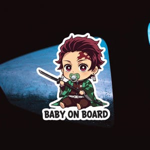 Tanjiro Demon Slayer BABY On BOARD Sticker - Car Decal, Cute Vinyl, Anime Fan Gift, Weatherproof, New Parent, Car Window, Baby Shower