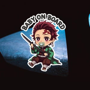 Tanjiro Demon Slayer BABY On BOARD Sticker - Car Decal, Cute Vinyl, Anime Fan Gift, Weatherproof, New Parent, Car Window, Baby Shower