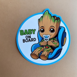 BABY GROOT Baby on Board Cute Baby Tree Vinyl Decal for Cars, Sprout Sticker, New Parent Gift, Durable Car Window Cling, Weatherproof