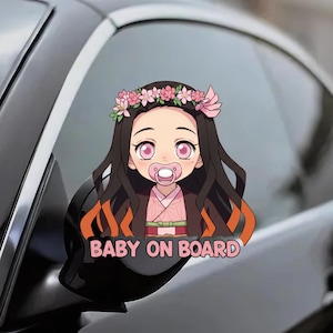 NEZUKO Demon Slayer BABY On BOARD Sticker - Car Decal, Cute Vinyl, Anime Fan Gift, Weatherproof, New Parent, Car Window, Baby Shower