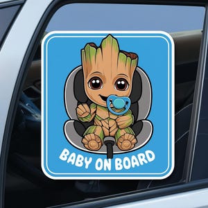 BABY GROOT Baby on Board Adorable Sticker for Vehicles, Kawaii Tree Tot Decal, Baby Shower Gift, Weatherproof Vinyl, Fade-Proof, Charming