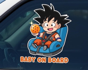 GOKU BABY On BOARD Sticker - Car Decal, Dragon Ball Z, Weatherproof, New Parent, Car Window, Baby Shower, Cute Design, Anime Gift