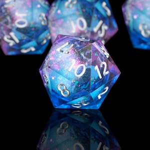 Plum Blossom Liquid Core DnD Dice – Sharp Edge Resin Dice for Dungeons & Dragons, RPG, TRPG | Unique Gift for Gamers