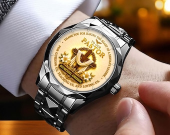 Personalized Pastor Watch, Christian Appreciation Gift for Pastor, Custom Watch For Pastor, Church Leader Gift, Retirement Ordination Gift