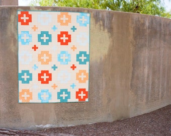 Blue, Teal, and Orange Baby Quilt - Baby Boy Quilt - Toddler Quilt